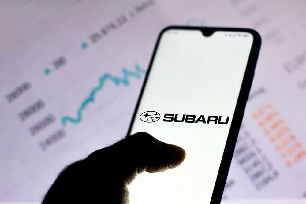 Smartphone with a Subaru logo