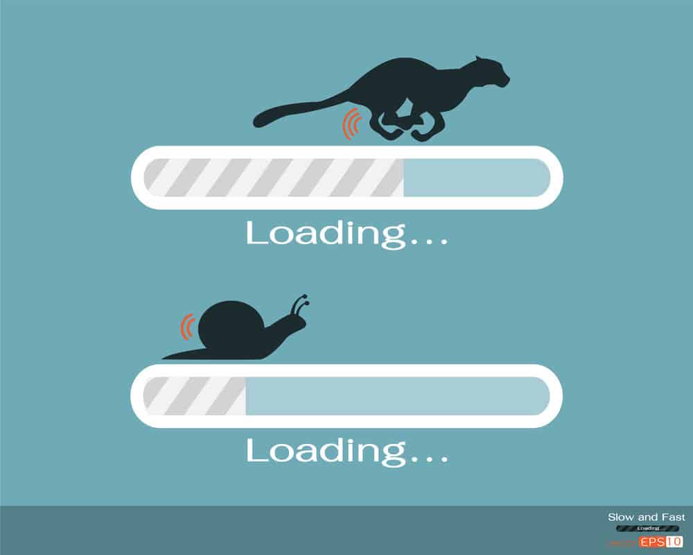 Slow and fast internet concept. 